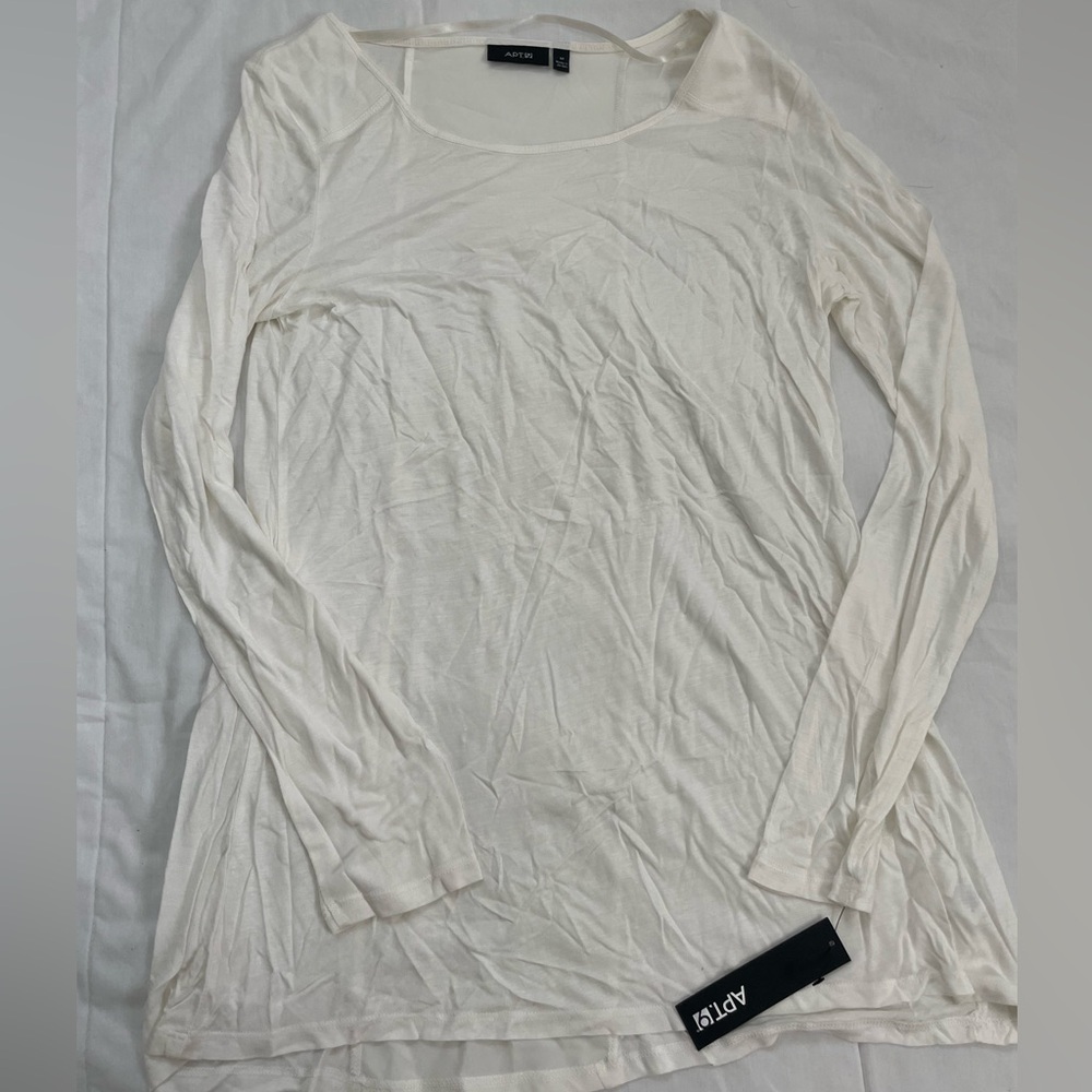 APT.9 White High Low Tunic Tee